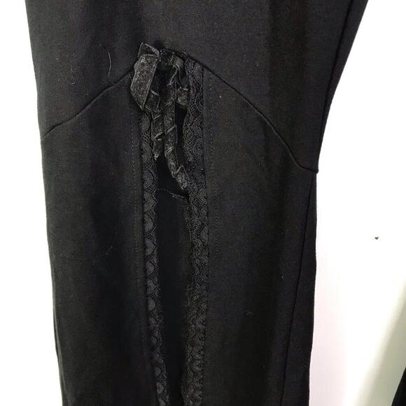 Widow Dolls Kill Pants Size XXL Flare Split Front Hem Goth Festival Grunge - Picture 6 of 11